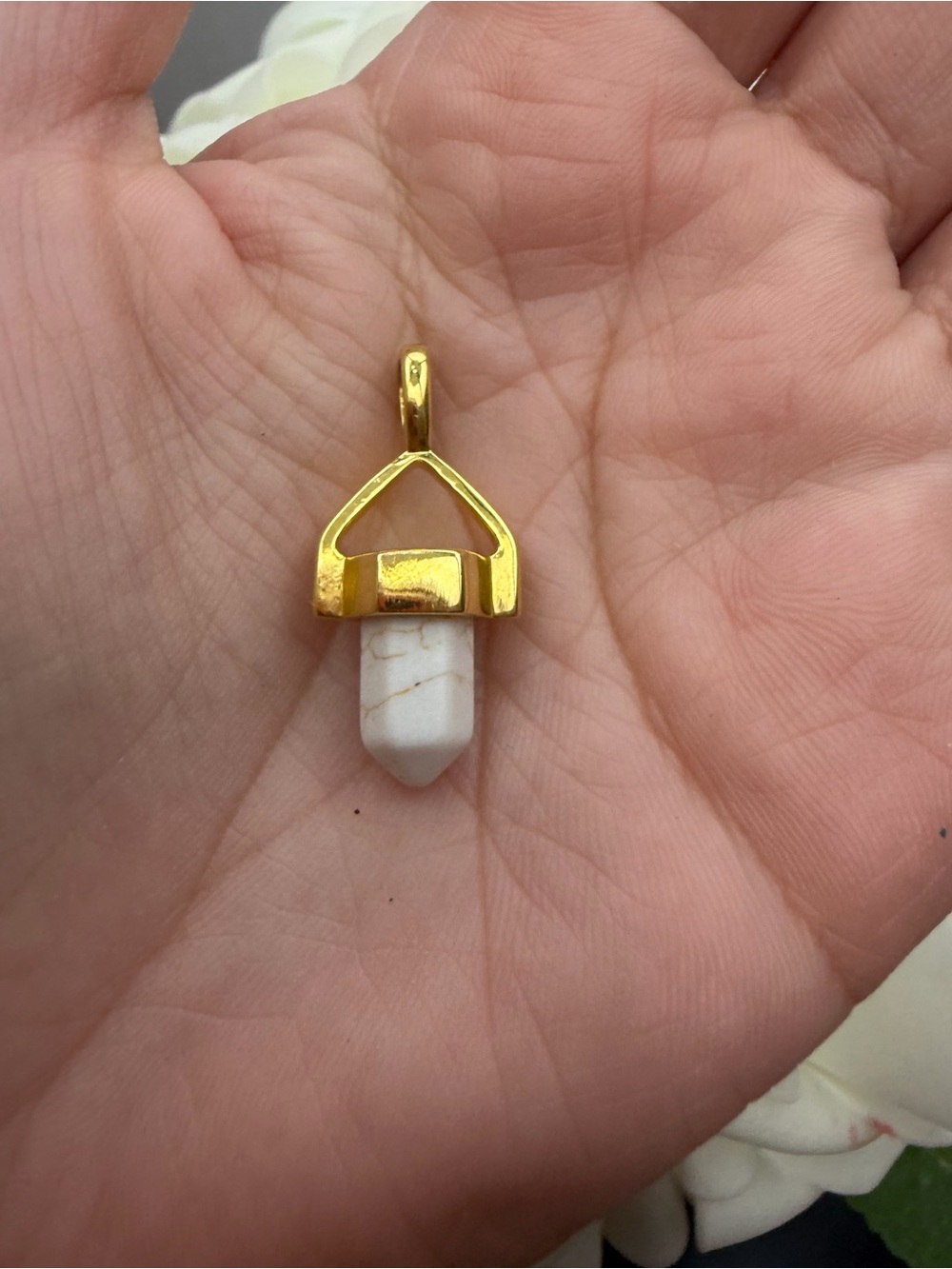 Gold-Tone White Howlite Point Pendant